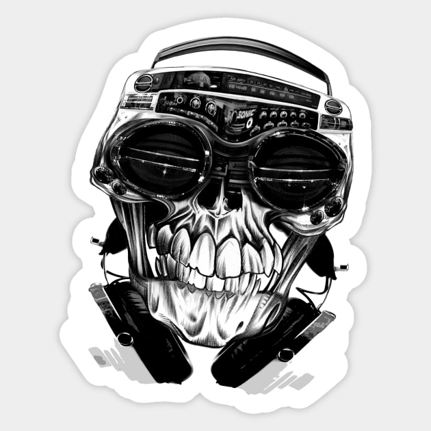 Skull Stereo Sticker by Buy Custom Things